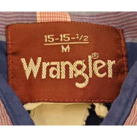 Wrangler Button Up Shirt Men's Medium Pearl Snap Western Rodeo Cowboy Blue - Picture 3 of 6